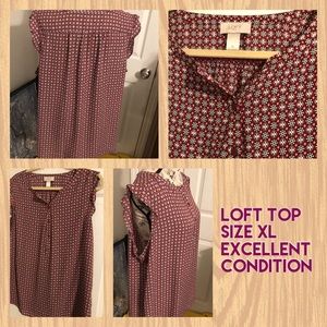 Loft Sleeveless Maroon Patterned Top - XL